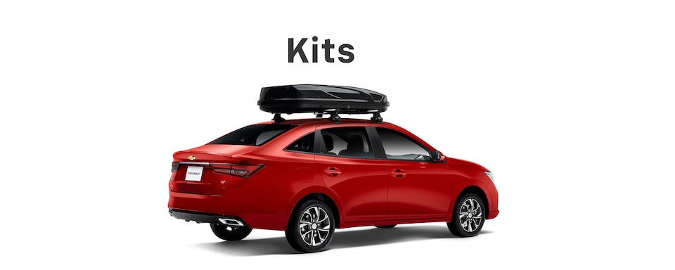 3 Kits de accesorios originales disponibles para tu auto tipo sedán Chevrolet Aveo 2024: Adventure, Appearance y Sport.